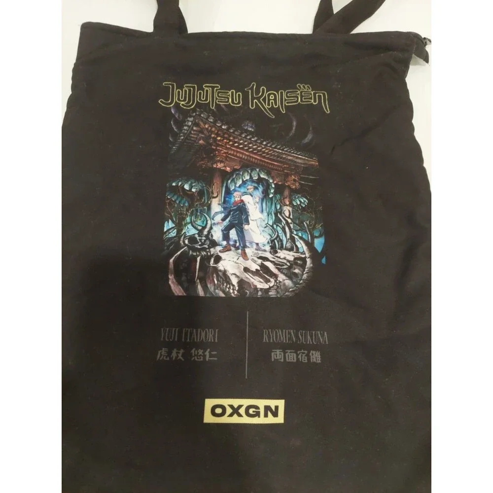 Japan Anime Jujutsu Kaisen Gojo Satoru Yuji & Sukuna Black Tote Bag By OXGN